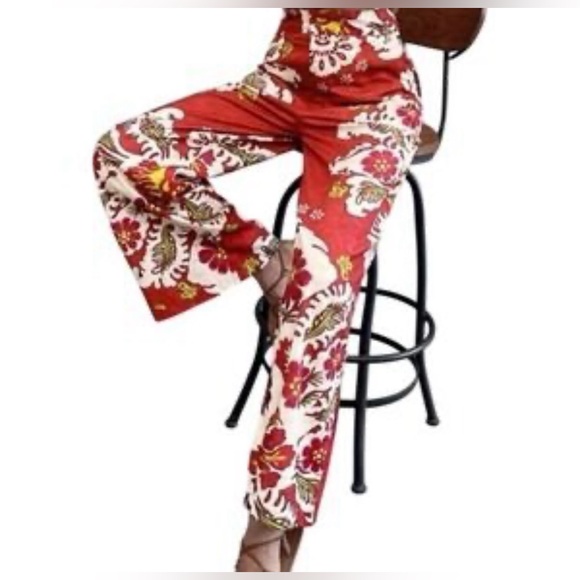 Zara Linen Blend Print Wide-Leg Pants - Picture 5 of 16